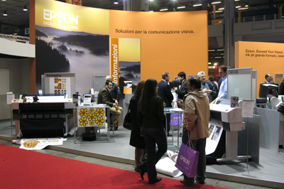 Epson booth showing the Epson Stylus Pro 4400, 7400, 9400