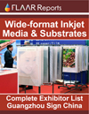 Wide format inkjet media substrates film vinyl PVC canvas Guangzhou Sign China Expo exhibitor list 2011 2012 FULL exhibitors