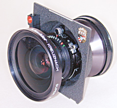 Schneider-Kreuznach Super Angulon lens for professional 4x5 inch format photography.