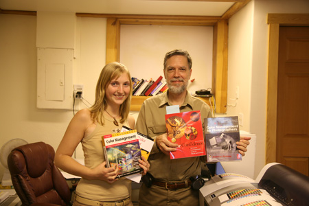 Nicholas and Mandy, showing some books about Color Management.
