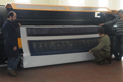 Nicholas Hellmuth, checking a Eurotech Mermai printing example, at the factory. 